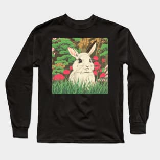 Vintage Mini Lop Rabbit Baby Bunny in Floral Nature Long Sleeve T-Shirt